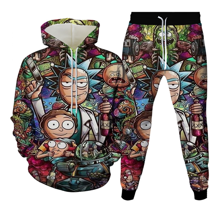 2021 New Men's 3D Hoodie Plus Size Two Piece Set Unisex Hoodie Set For Men