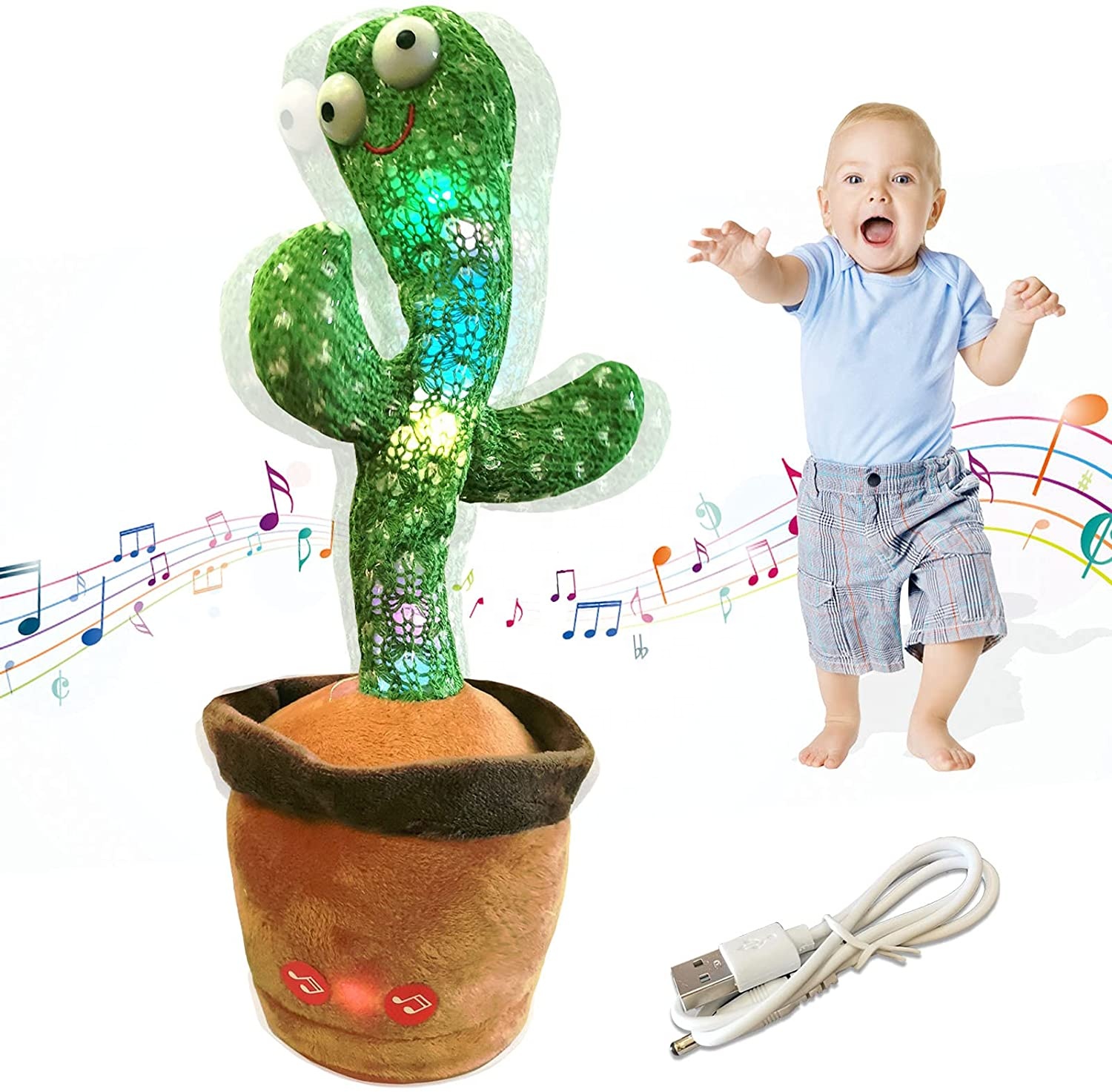 Cute Stuffed Flowerpot Twisting Cactus Toy Doll Children Kids Gift Talking Singing Music Dancing Cactus Plush Toy