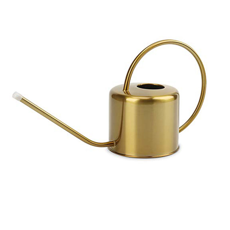 gold colored long spout stainless steel metal plant watering can for outdoor and indoor