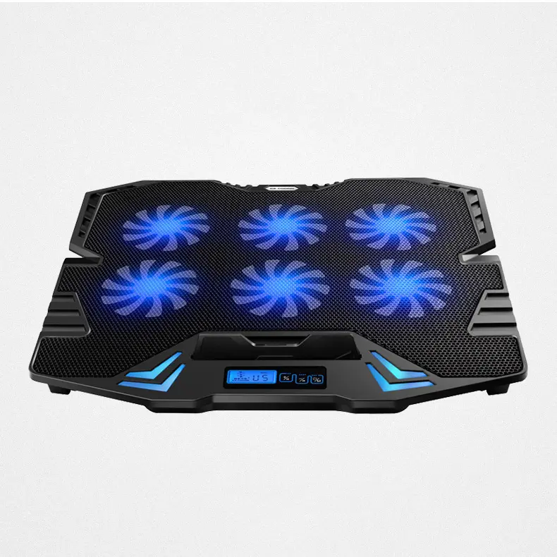 Silent 6 Fans 2 USB Laptop Cooler 12-17 Inch Computer Cooling Pad Base Red/Blue Light LED Notebook Speed Control Fan Stand