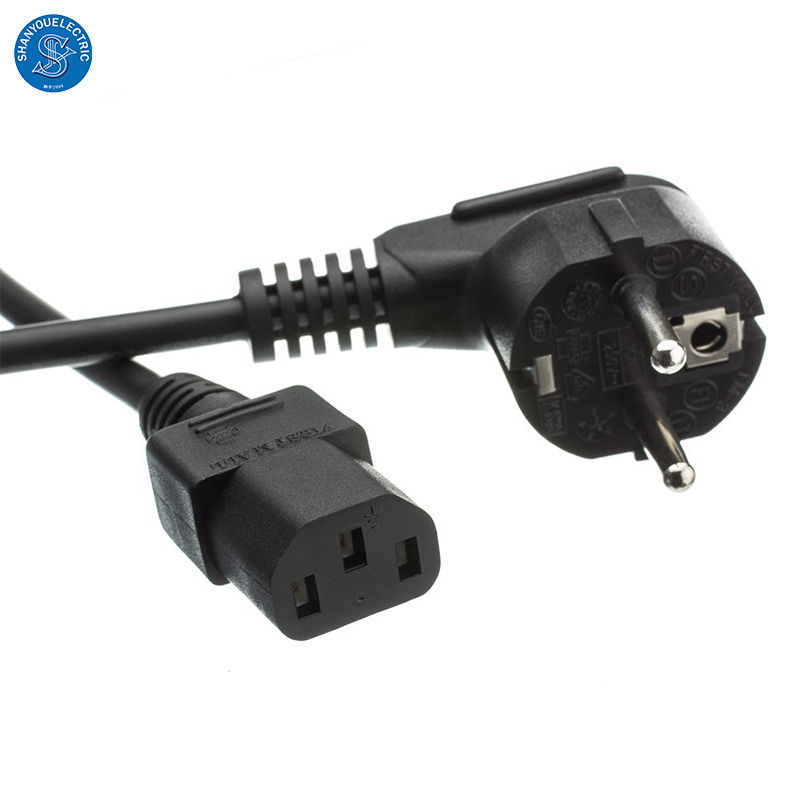 Европа EU AC силовой кабель провод CEE 7/7 евро 16A 250V 3 контактный под углом вилкой