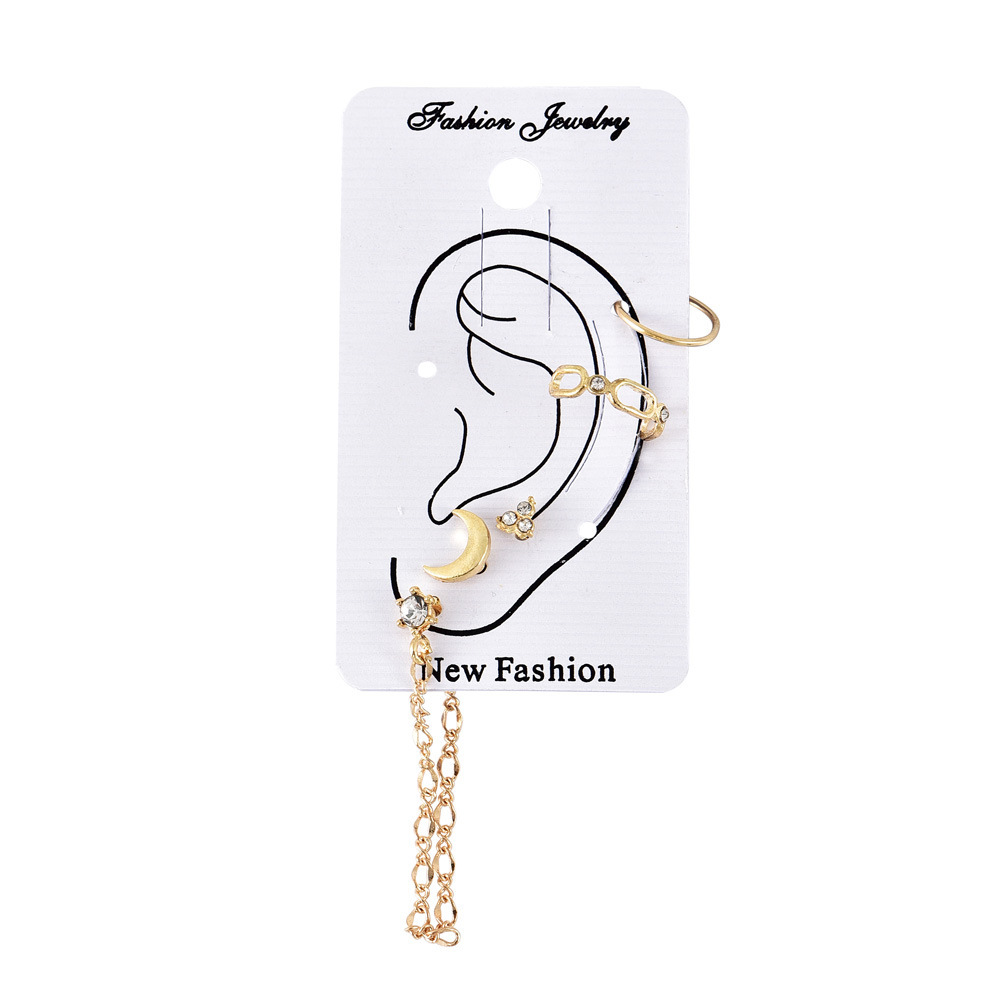 Hot-selling jewelry personality ethnic style moon diamond earrings 5pcs/set with display cards