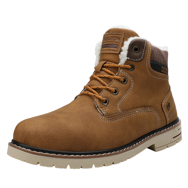 High top mountain climbing boots men CUSHIONING casual anti-slip warm winter outdoor sports footwear black plush sneakers