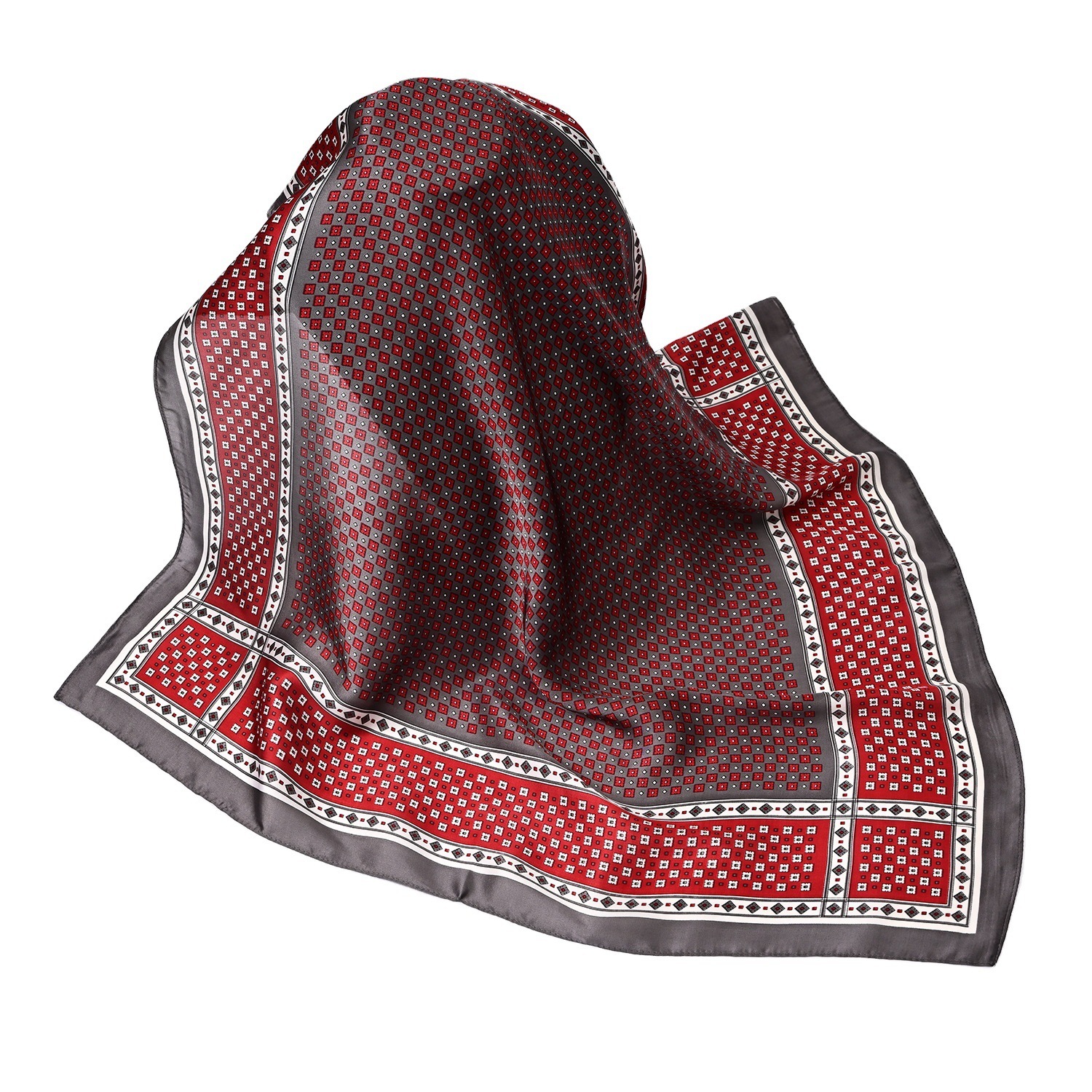 factory direct sell 70cm polyester grid dots geometric print square scarf