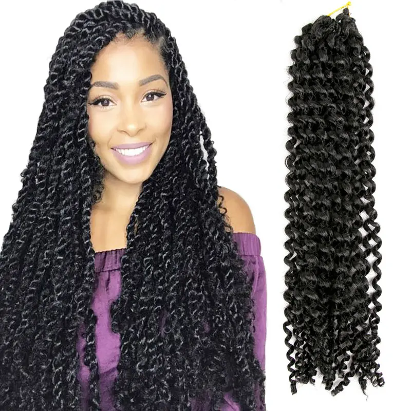 Synthetic Wholesale Nubian Pre Twisted Passion Water Wave Crochet Curly Braid Hair Passion Twist Hair