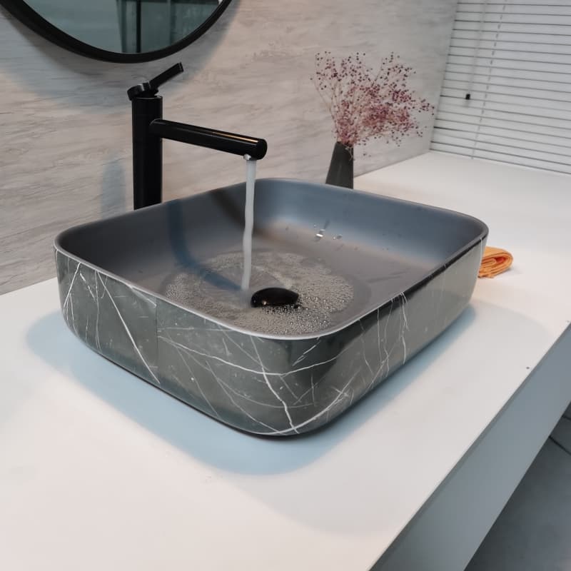 Sink Vanity Hotel Bathroom Basin Vanity Professional Counter Top with Marble Top for Villa Apartment Ceramic Basin Bath Sink