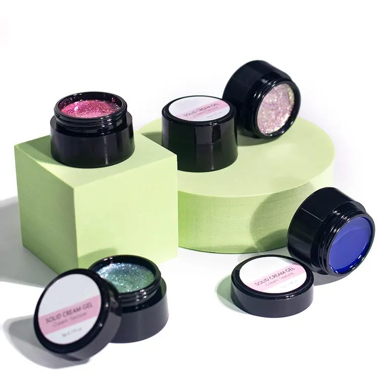 Solid color nail polish uv gel glitter cream gel polish Tricolor nail paint in jars acrylic powder nail gel for salon supplies