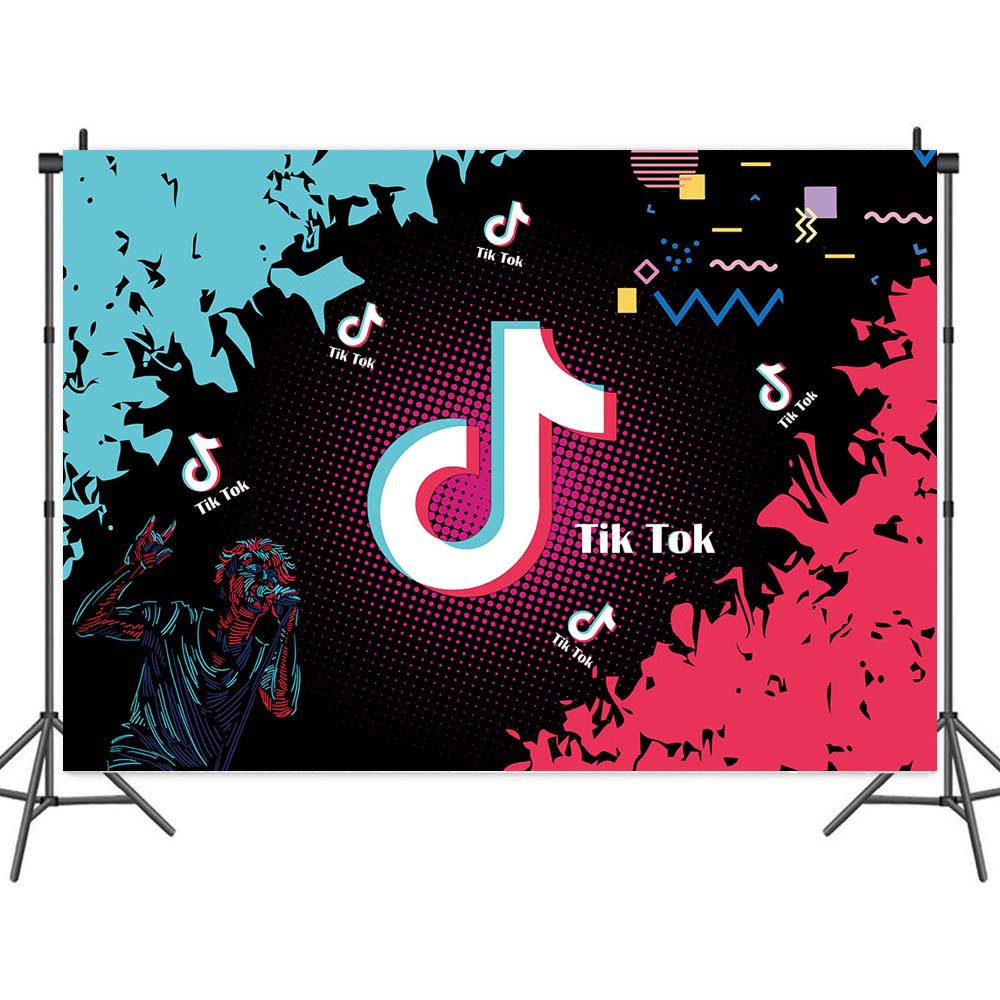 Тематический фон Tik Tok для детской фотосъемки на день рождения