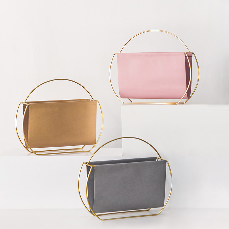 colorful designs for selection Slots Rose Gold Table Stand Metal Magazine Rack for Mails Books Files
