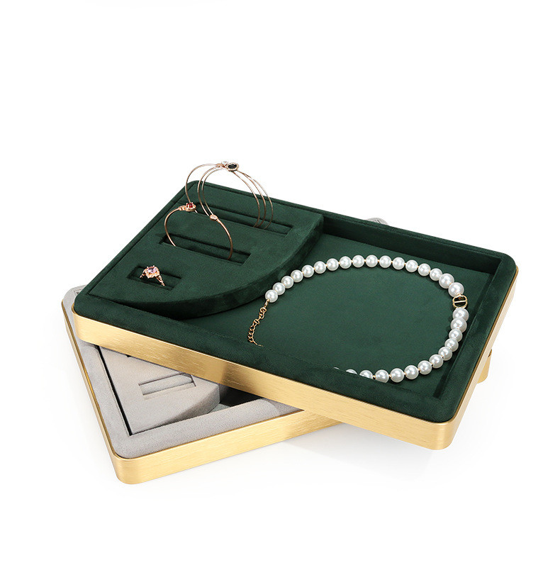 Wholesale High Grade Jewellery Set Organizer Trays Luxury Fine Jewelry Metal Display Pallets