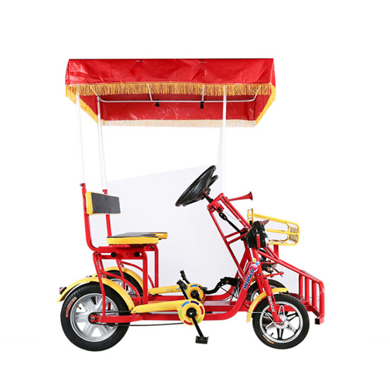 Entertainment Steel Frame sightseeing tandem bicycle tourist and recreational vehicles four wheel adult tandem bike