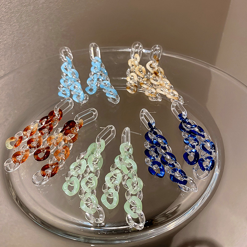 Jewelry 925 silver needle Korean fashion new acrylic personality Chain Earrings long earrings temperament Design for women