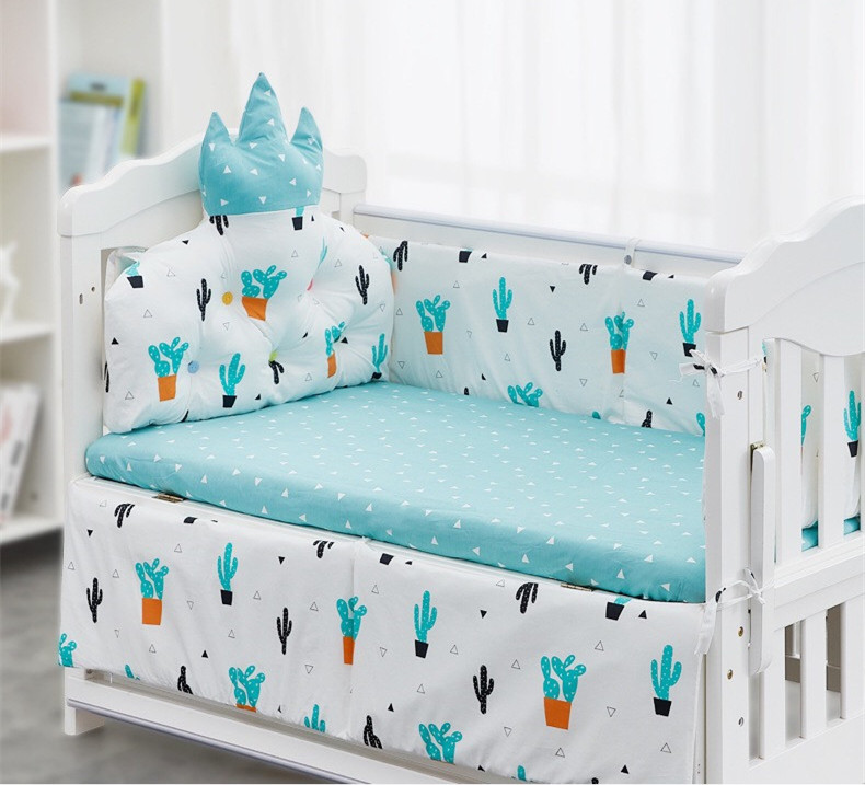 Print Cotton Baby Crib Rail Protection 5pcs Set Baby Crib Bumper