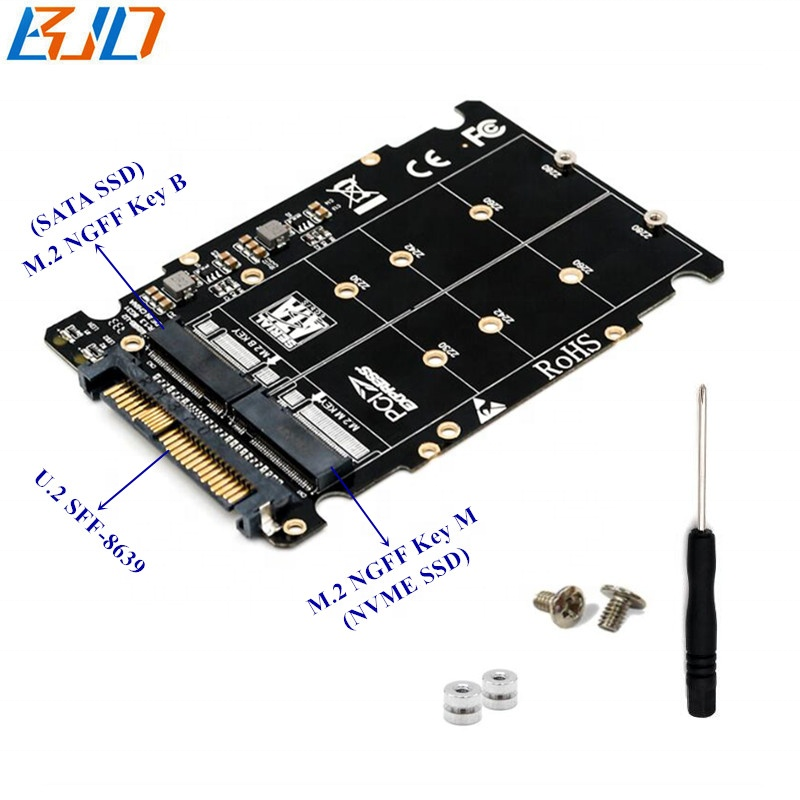 M.2 SSD в U.2 адаптер 2в1 M.2 NVMe M ключ и B Ключ NGFF SSD в PCI-e U.2 SFF-8639 адаптер конвертер (интерфейс не SATA)