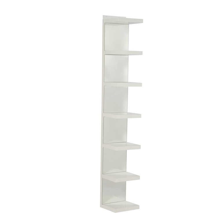 White mirrored decorative wall shelf organizer for makeup