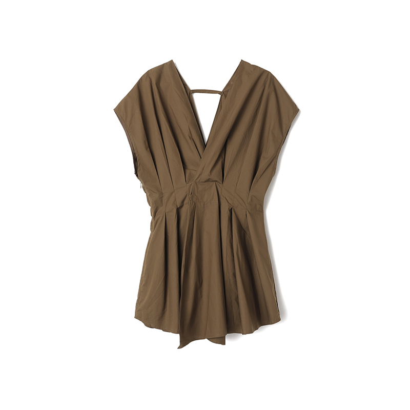 HISOKEY autumn 2021 Minimalist high sense V collar casual waist fold slimming vintage dress top dresses women elegant