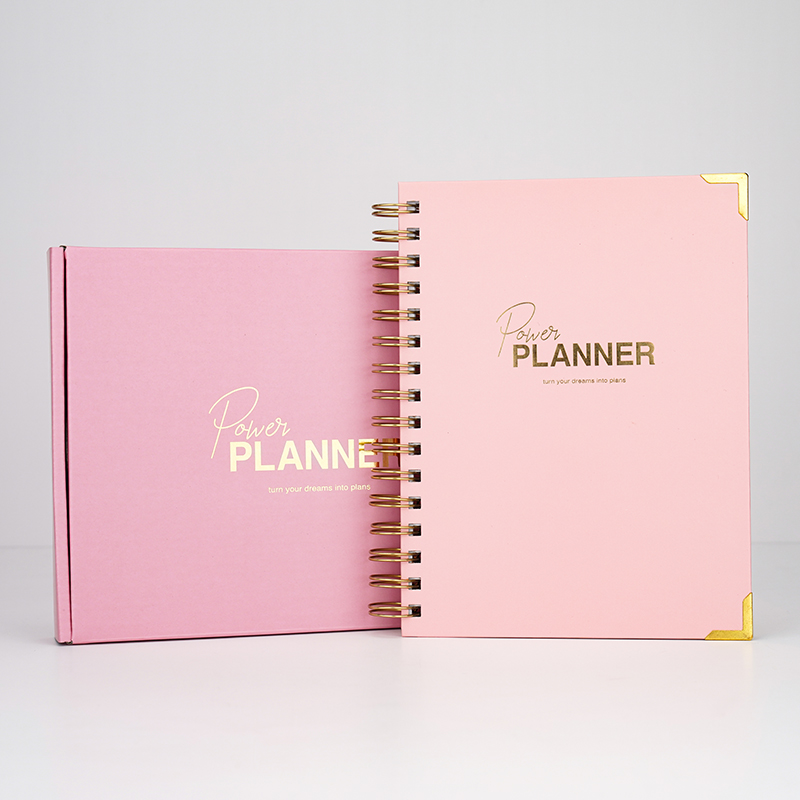 2024 planner stationery set A5 Pink Spiral Weekly Monthly Goal Agenda leather journal Daily Diary Stationery Planner Notebooks