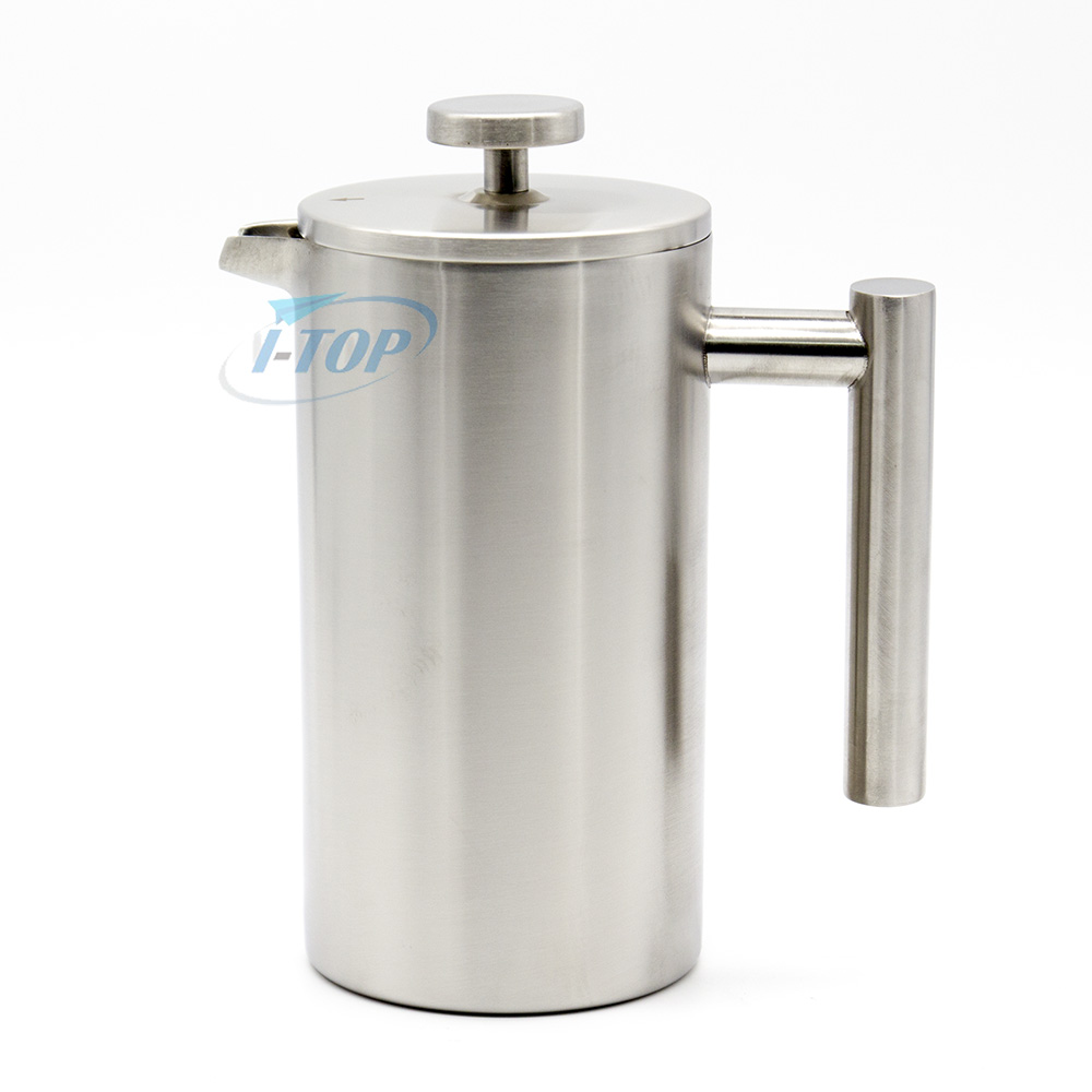 Satin finished highly polished color painting double wall stainless steel french press coffee maker