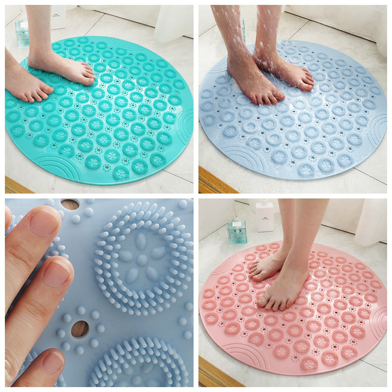 Bathlux 54*54cm Round Non-slip Bathroom Mat PVC Shower Bath Foot Massage Mats