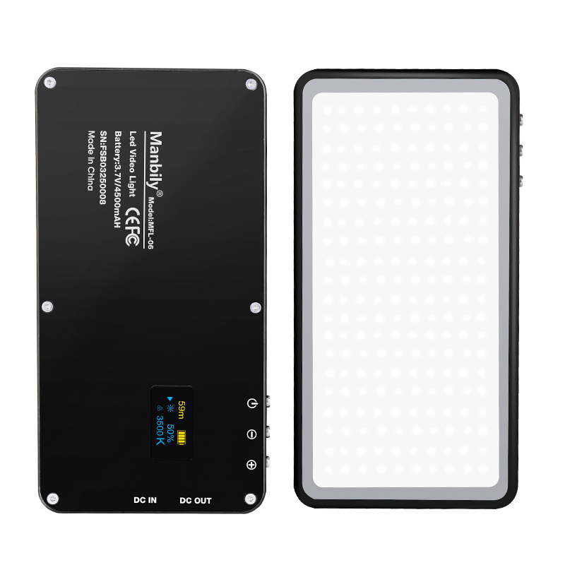 Manbily MFL-06 двухцветная LED-вспышка с двойной цветовая температура OLED экран Камера свет карман с заполняющим светом можно power bank