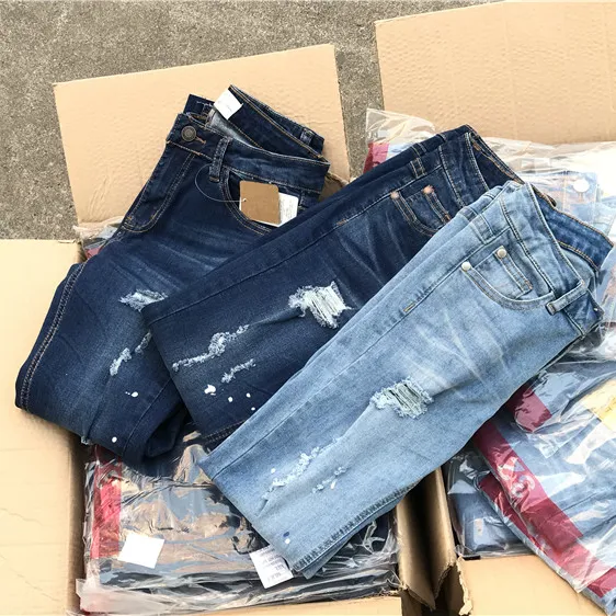 GZY mix fashionable stretch colored denim jeans for women stock lot garments
