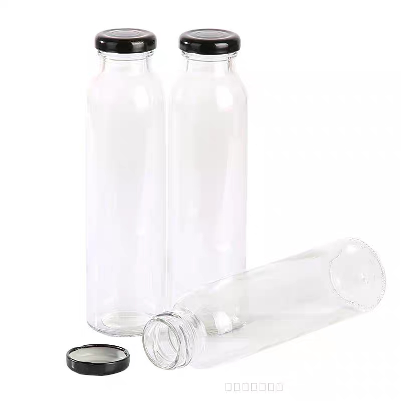 Круглая пустая стеклянная бутылка для молока 200/250/500/1000 мл, бутылка для сока, бутылка для напитков с винтовой крышкой