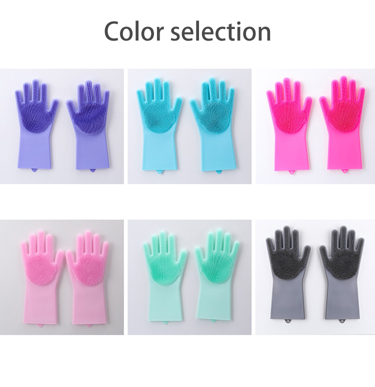 Free sample food grade non-toxic durable reusable silicone kItchen gloves for dish washing cleaning household
