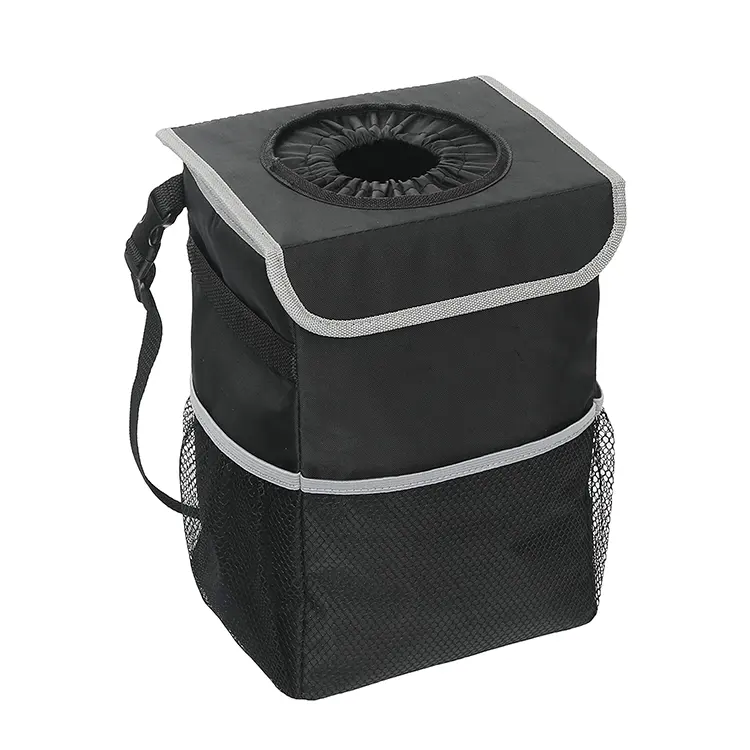 Custom Wholesale Portable Cheap Waterproof 100% Leak Proof Car Trash Can With Lid And Storage Pockets