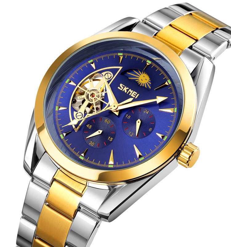 High Quality SKMEI 9237 Stainless Steel Band Zinc Alloy Case Luxury Design Automatic Watches For Men