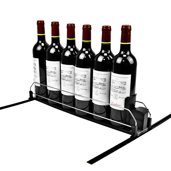 Supermarket Metal Divider Red Wine Buffered Shelf Pusher System With Damper For Retail Store