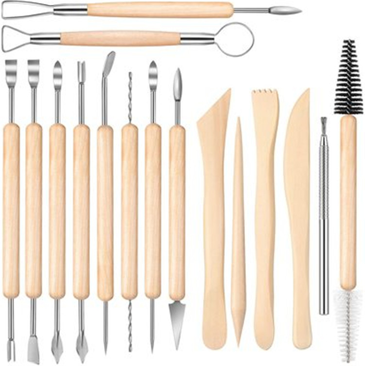 16 pcs Wood Handle Modeling Clay Tools Set Easy Clean Ceramic Clay Tools
