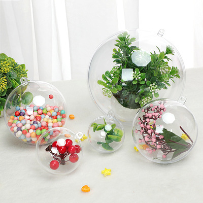 2022 DIY Openable hollow Hanging clear transparent Xmas Christmas Ornaments Plastic Ball
