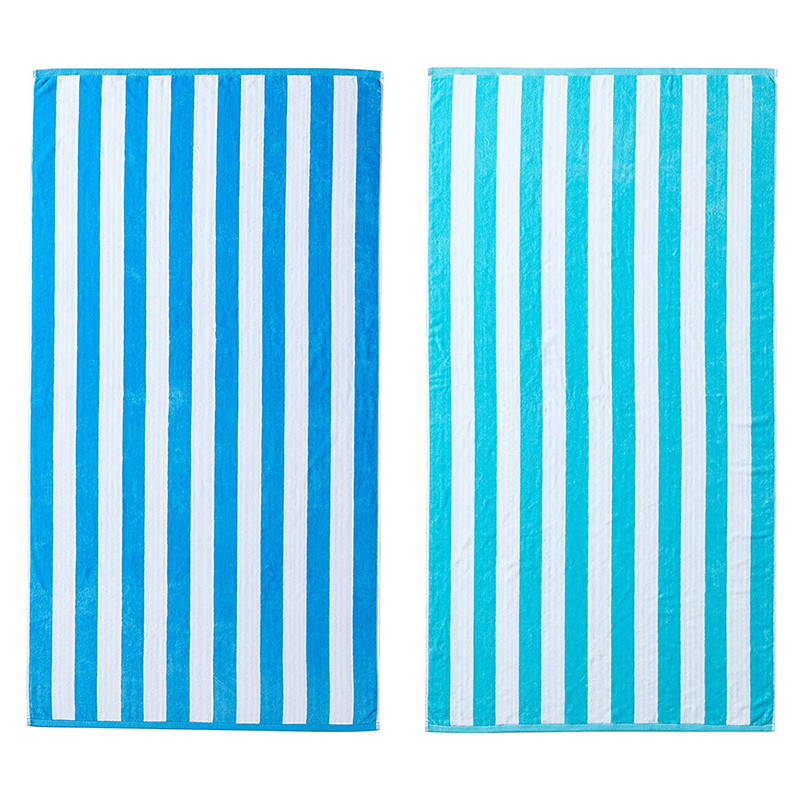 Beach Towel 2pc Set 100% Cotton, Super Soft & Absorbent, Fade-Resistant, Medium-Weight, 68 x 36