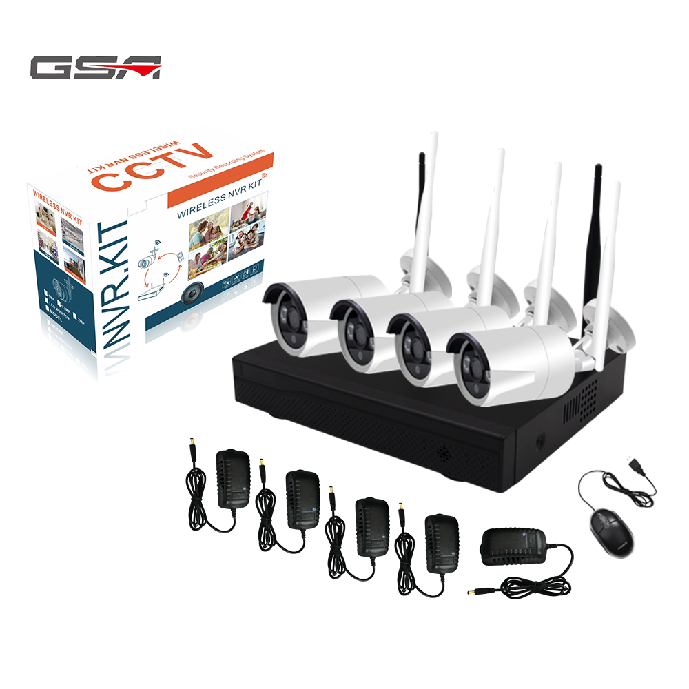 GSA H.265 1080P 4ch домашняя камерная система безопасности, беспроводная cctv nvr kit eseecloud приложение