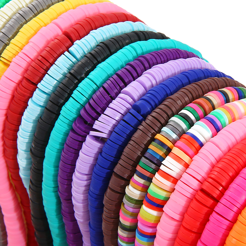350Pcs 6mm Flat Round Color Polymer Clay Beads Slices for Girls Bracelet Making Diy Necklace&Earrings Accessories 40cm/Str