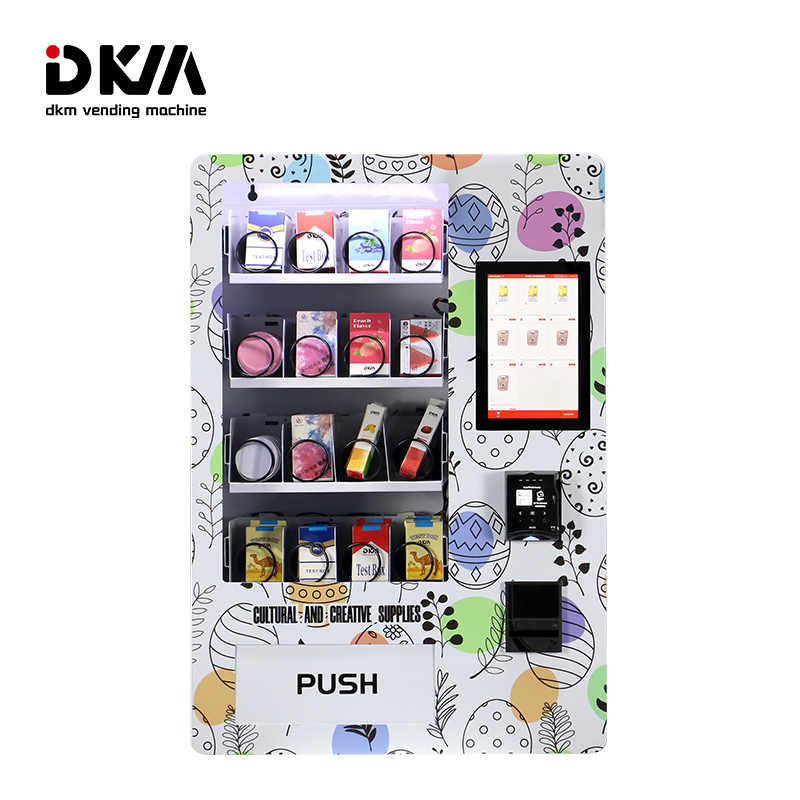 DKM customized cheap touch screen fully automatic smart small size mini wall mounted condom trading card snack vending machine