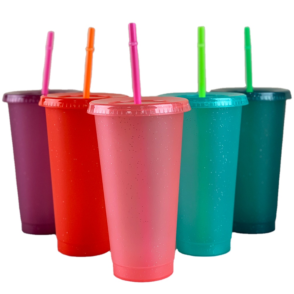 24OZ and 16OZ New style of coffee BPA free five color glitter cups