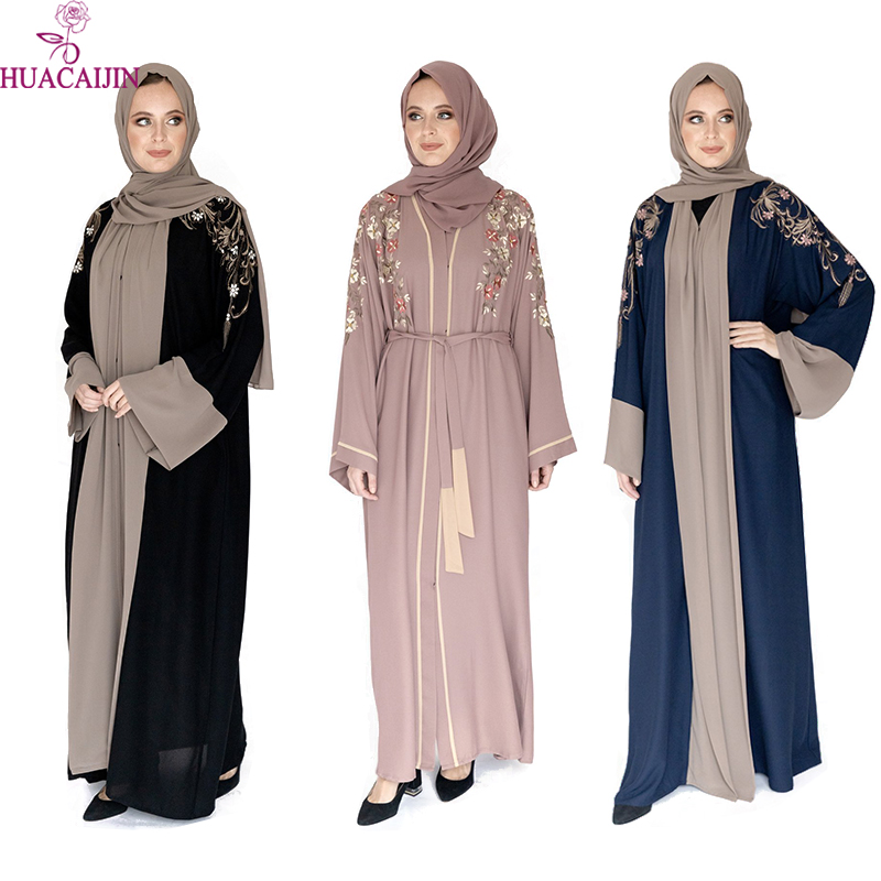 Женское платье-кимоно Abaya, платье-халат в мусульманском стиле, открытое скромное платье Дубая 2020, кардиган-халат, одежда в исламском стиле, женская одежда