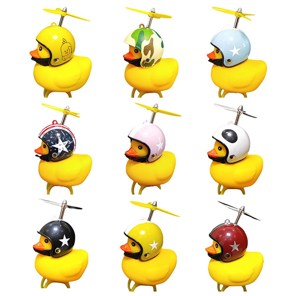 Small Yellow Bike Duck Bicycle bell Luminous/Normal Airscrew Helmet Duck Ducky Dicycle Wind Motor Riding Cycling Lights Horn