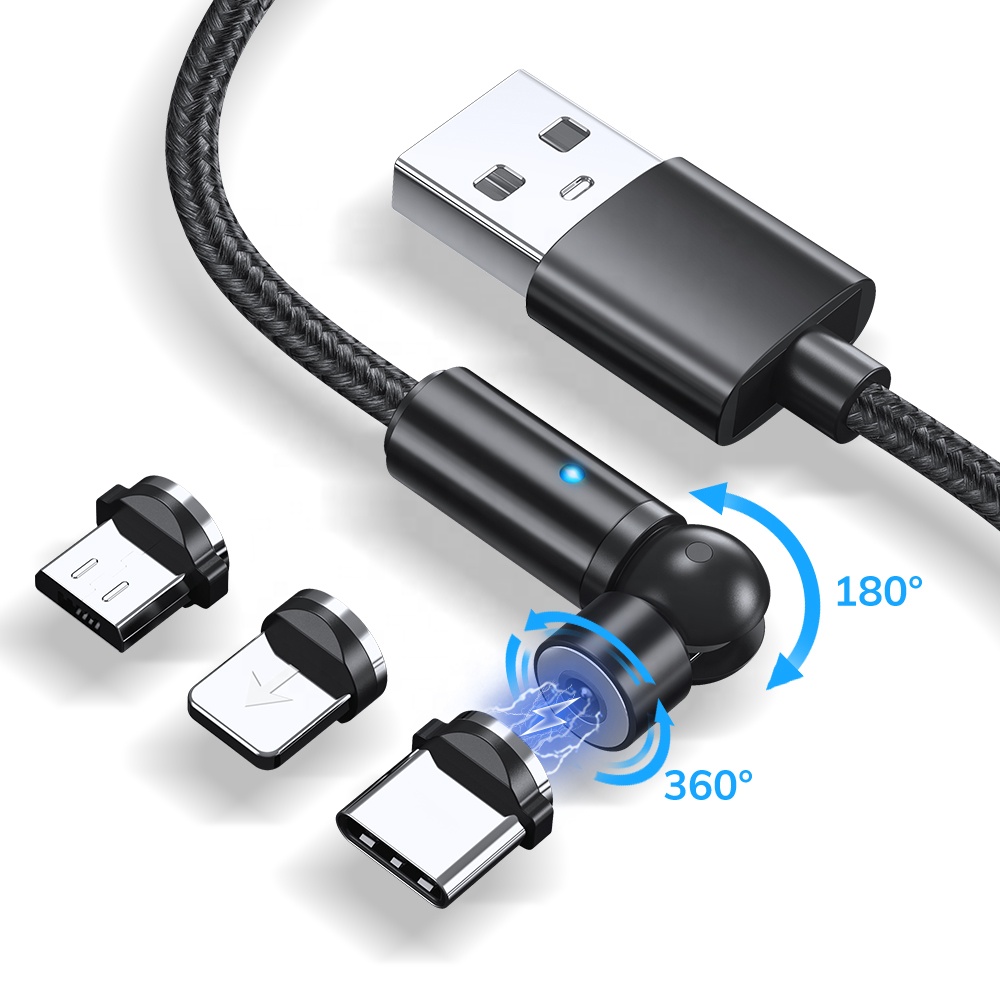 Сферический 3 в 1 нейлоновый материал Магнитный USB Type C 8pin 1 м 2 м кабель для передачи данных для телефонов