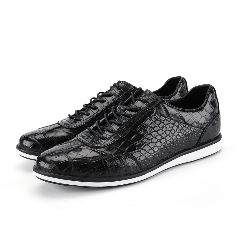 2021 new leather sneakers men's flat casual shoes crocodile leather men's shoes