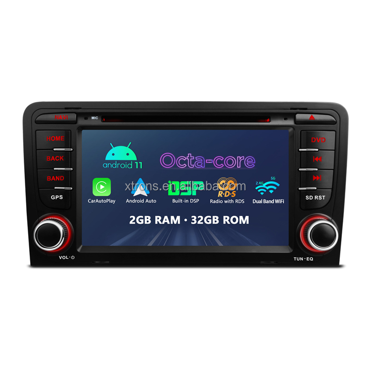 7 inch Android 11 Octa Core Car DVD Player Navigation System With Built-in CarPlay Android Auto DSP Support AHD Camera for Audi