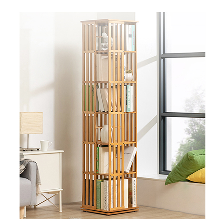 2021 new design modern small bamboo 360 rotating bookshelf