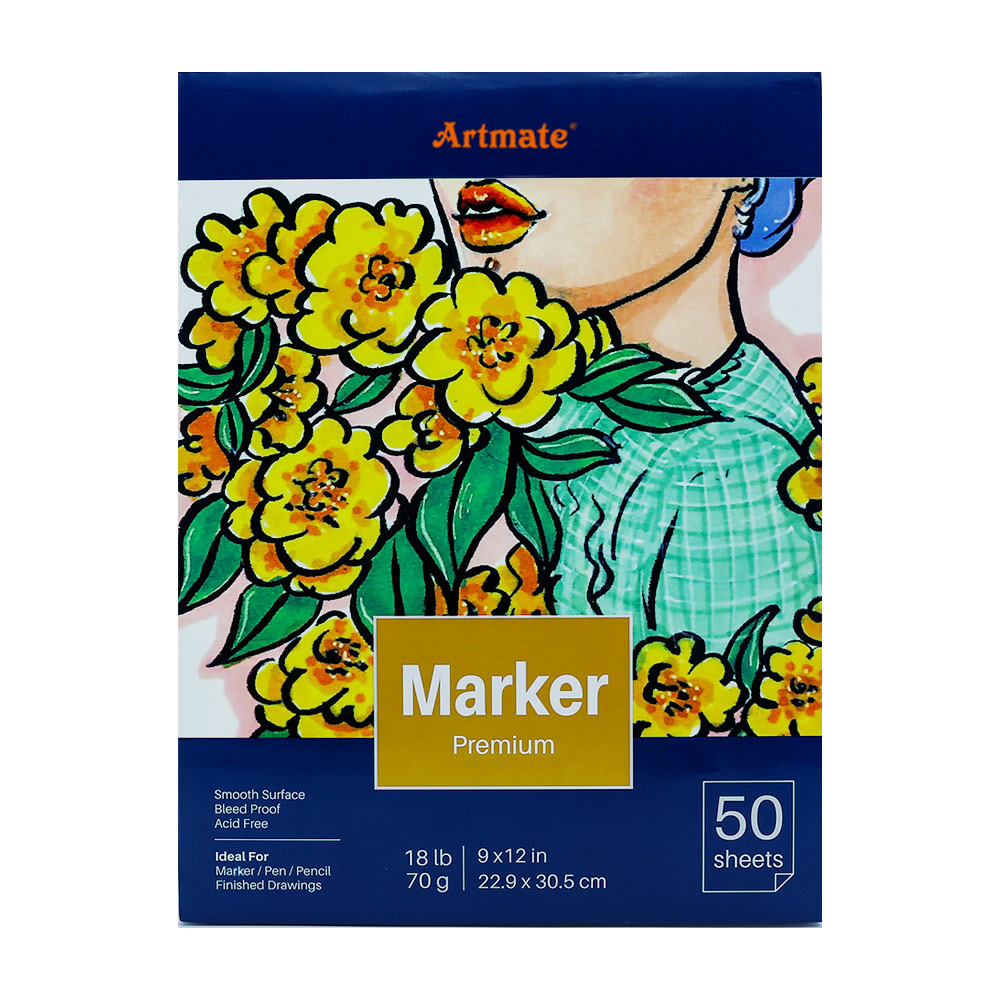 Бумага для маркеров Artmate 9x12 дюймов, 50 листов, 18 фунтов/70 г/м2, 1 упаковка, складная бумага для рисования, для ручек, карандашей, маркеров