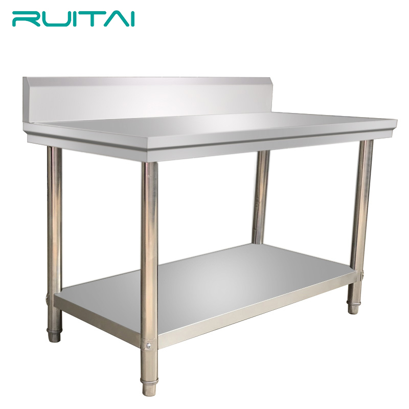 RUITAI Factory Directly Metal Worktable Kitchen workbench Stainless Steel Equipment Worktable with Backsplash