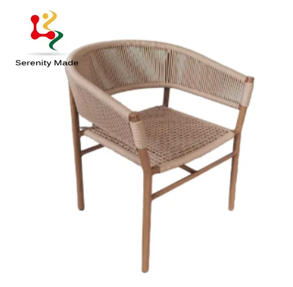 New Style Aluminium Frame With Rope Backrest And Seat Dining Chair For Restaurant
