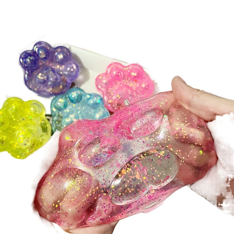 Wholesale Cute Crystal Cat Claw TPR Squeeze Toys Stress Relief Fidget Toys for Kids and Adult