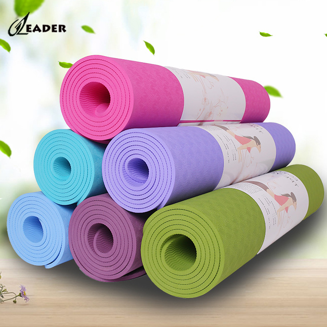 Thick Custom Print Logo Eco Friendly Oem 6Mm Tpe Yoga Mat With Position Line