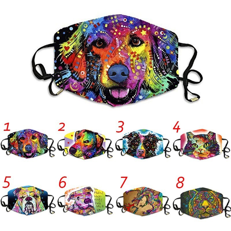 Winter Outdoor Fashion Colorful Animal Sublimation Printing Customized Face Mask Reusable Facemask
