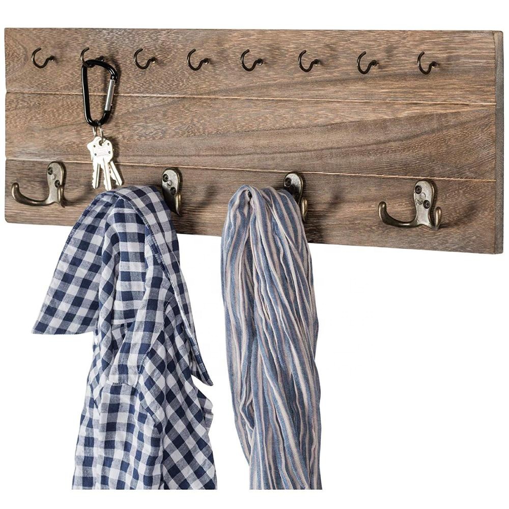 IEBI wood craft products Wall Mounted Hanging with hooks, Coat rack, hat organizer, key holder for Entryway, Mudroom and more